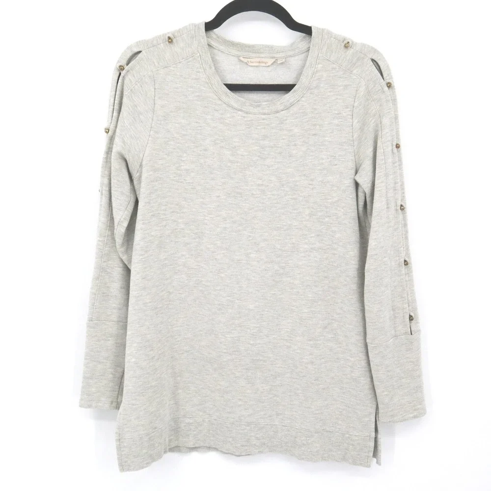 Soft Surroundings Sweater Womens XS Gray Oversized Slouchy Boho Comfy Weekend